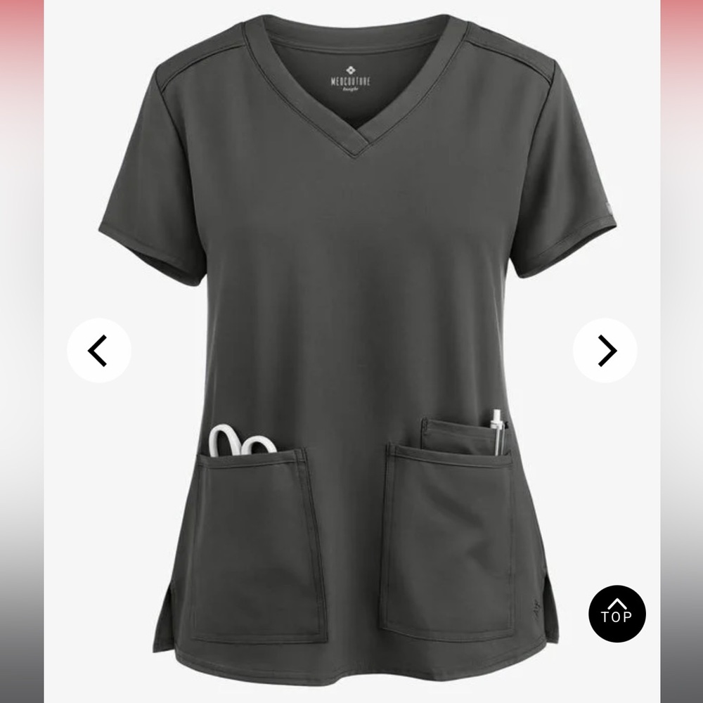 Med Couture Women's Charcoal Short Sleeve Top